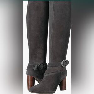 Knee High Suede Boots Extendable Wide Calf 2 pairs Black and Grey sold seperate
